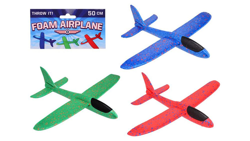 Avión de espuma en bolsa, 3 surtidos. 12x5x