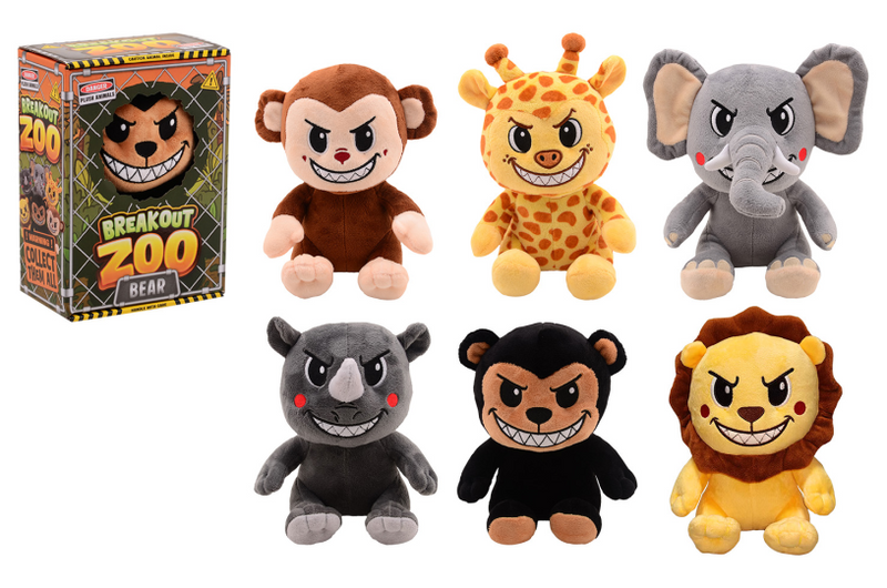 Johntoy plush animal xl in box 6 assorted