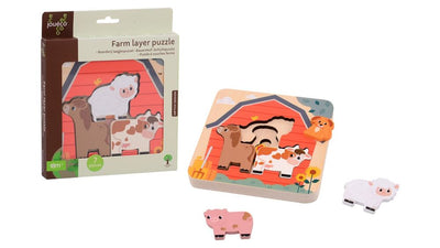 Joueco Woueco Wouen Layer Puzzle Farm, 7st.