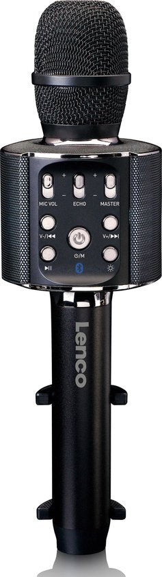 Lenco Lenco BMC-090BK Micrófono de karaoke Bluetooth con altavoz e iluminación negra