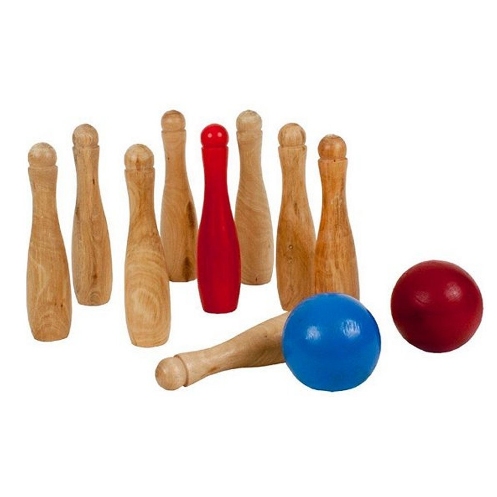 Juego al aire libre Juego de bolos de jardín de madera al aire libre con 9 conos y 2 bolas