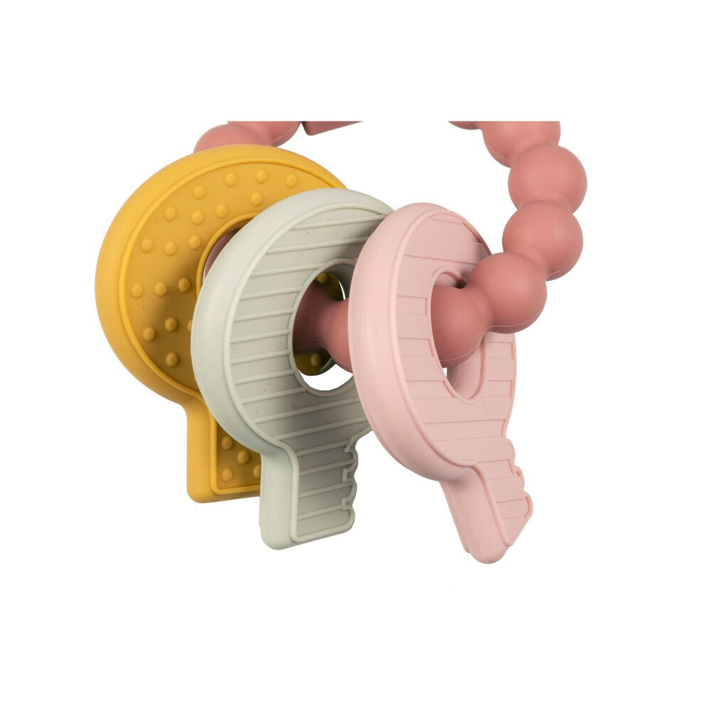 Rubo toys little dutch bijtring silicone sleutelbos roze