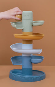 Rubo toys little dutch spiraaltoren blauw - knikkerbaan - 5 delen - 3 ballen - stapeltoren - afbeelding 5