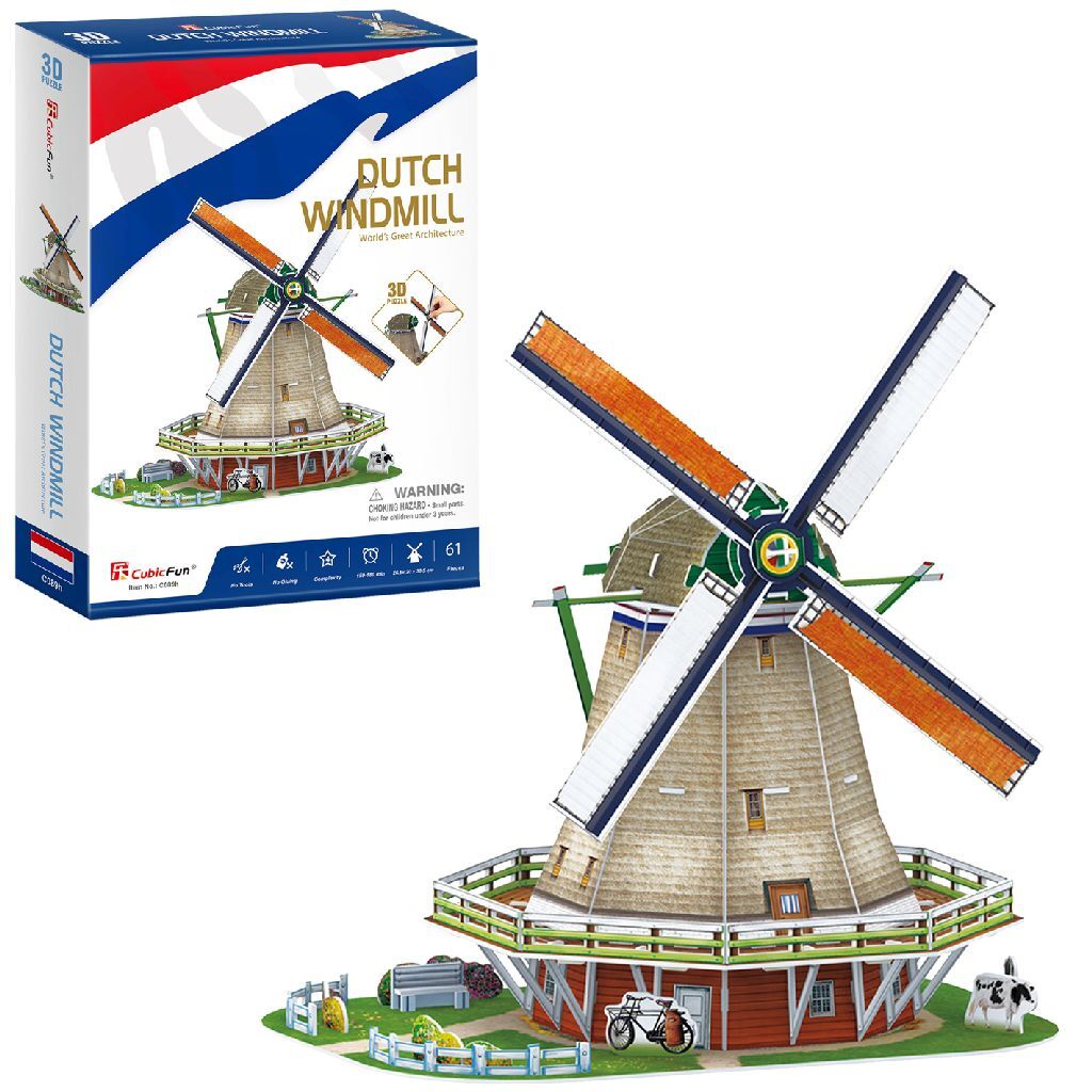 Diversión cúbica Cúbica Fun Puzzle 3D 3D Dutch Windmolen 61 piezas