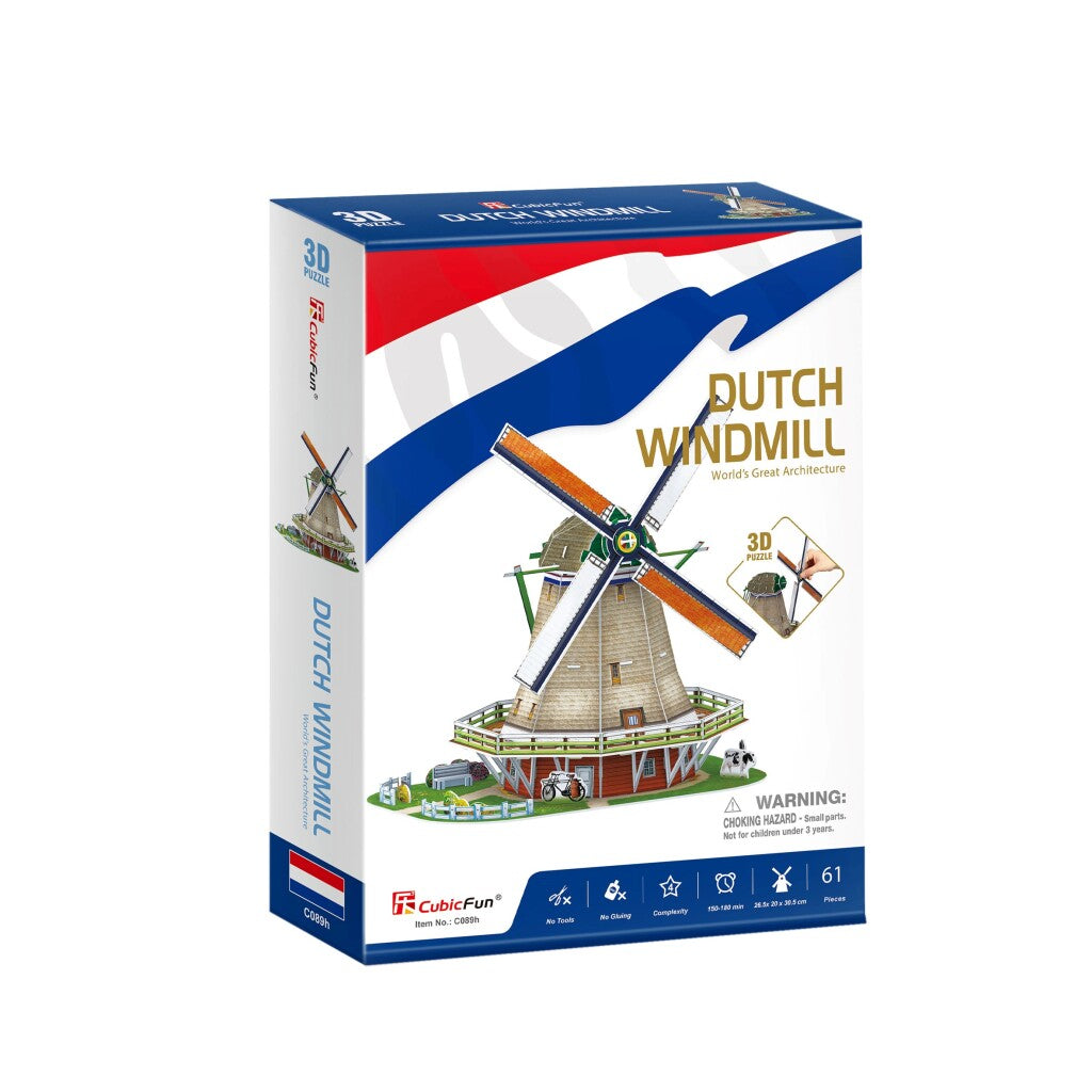 Diversión cúbica Cúbica Fun Puzzle 3D 3D Dutch Windmolen 61 piezas