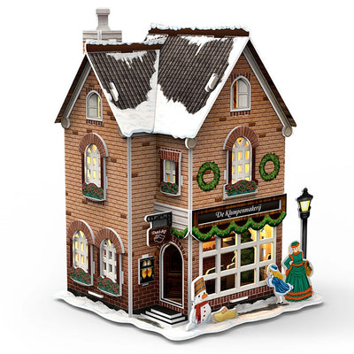 Divertimento cubico divertimento cubico divertimento 3d puzzle hollands huisje winter klompenmakerij + luce 53 pezzi