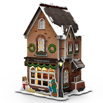 Divertimento cubico divertimento cubico divertimento 3d puzzle hollands huisje winter klompenmakerij + luce 53 pezzi