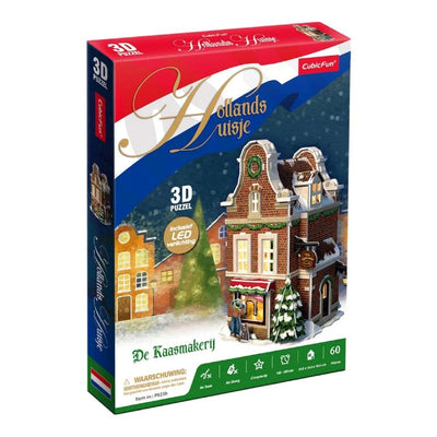Diversión cúbica Cúbica Fun 3d Puzzle House Dutch Winter Chees Shop + Light 60 Piezas
