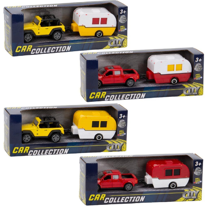 Pick-up en miniatura de colección de coches urbanos con caravana 1:50 surtido