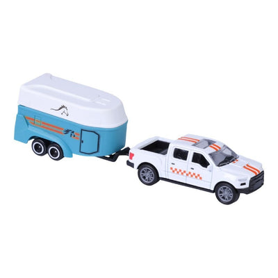 Pick-up en miniatura de colección de coches urbanos con remolque para caballos 1:50 surtido