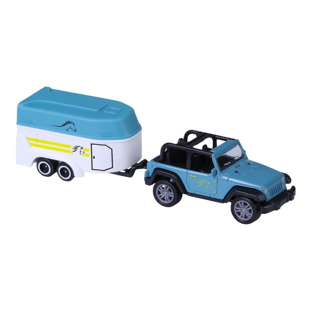 Collezione di city car pick-up pressofuso con rimorchio per cavalli 1:50 assortiti