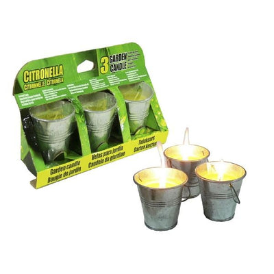 Candela di citronella di base in secchio in metallo 3 pezzi 6,5 cm