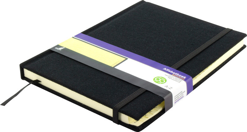 KANGARO KANGARO K-5105 AlphabetBoek A5 A-Z Cover rigido Black, 208 pagine, Reading Ribbon, Elastic
