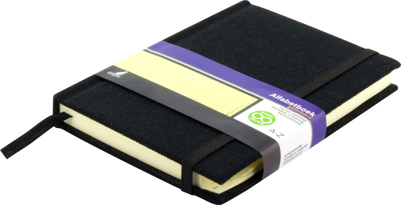 Kangaro Kangaro K-5106 Alphabetboek A6 A-Z Cubierta dura de lino negro, 208 páginas, Lectura de cinta, elástica