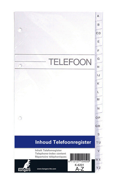 Kangaro Kangaro K-6201 Contenuto per registro telefonico A-Z 4-Gaats