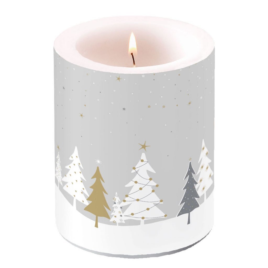 Ambiente Ambiente Stub Candle Midnight Trees 10x12 cm Gray