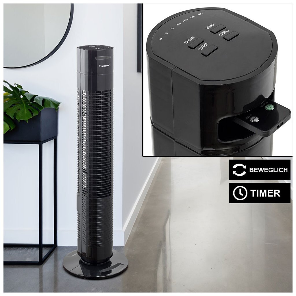 Bestron aft770zrc ventilador de torre 78 cm negro