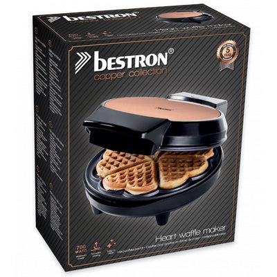 Bestron AWM700CO Waffle Iron Hearts 700W Cobre negro