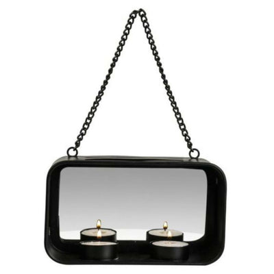 Gusta Wand Tealight Porta + Mirror 18x10x6,5 cm di metallo nero