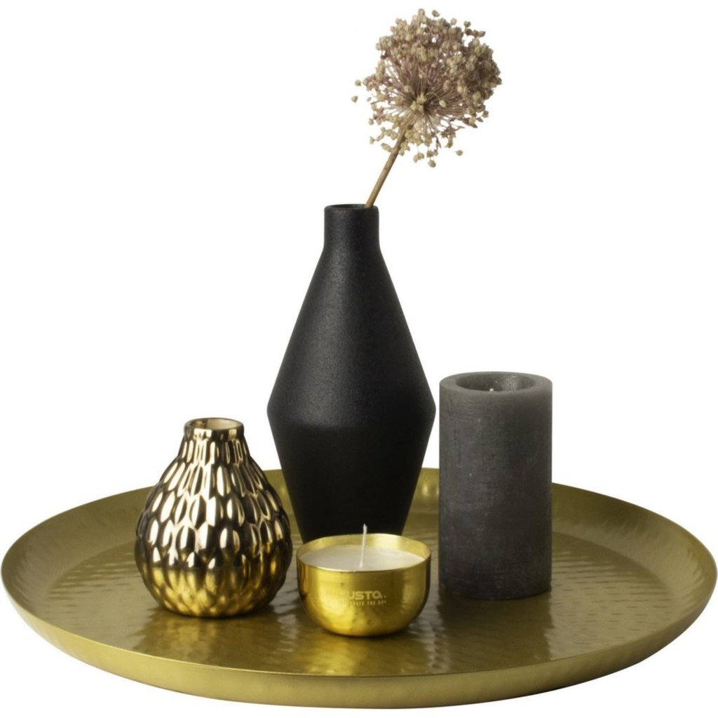 Gusta wand-decoratieschaal 38 cm goud aluminium