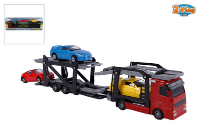 Trasportatore di camion a gamba da 2 giochi con auto, 26 cm