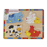 Houten noppenpuzzel wilde dieren met jongen, 8st. - afbeelding 3