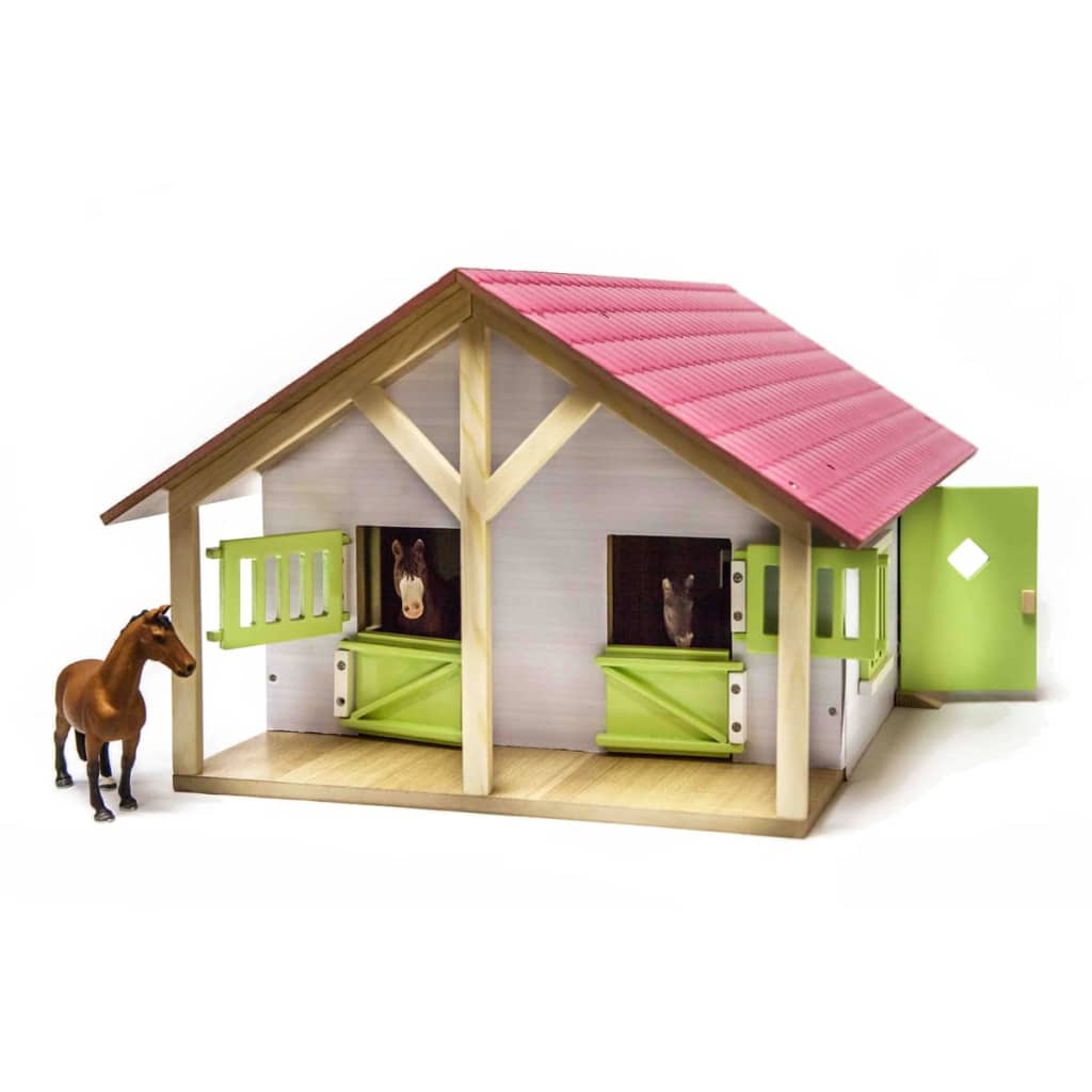 Kids Globe Globe Horse Stable Pink con 2 cajas y almacenamiento, 1:24