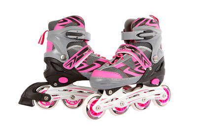 Street rider inlineskates junior aluminium roze grijs mt 29-32