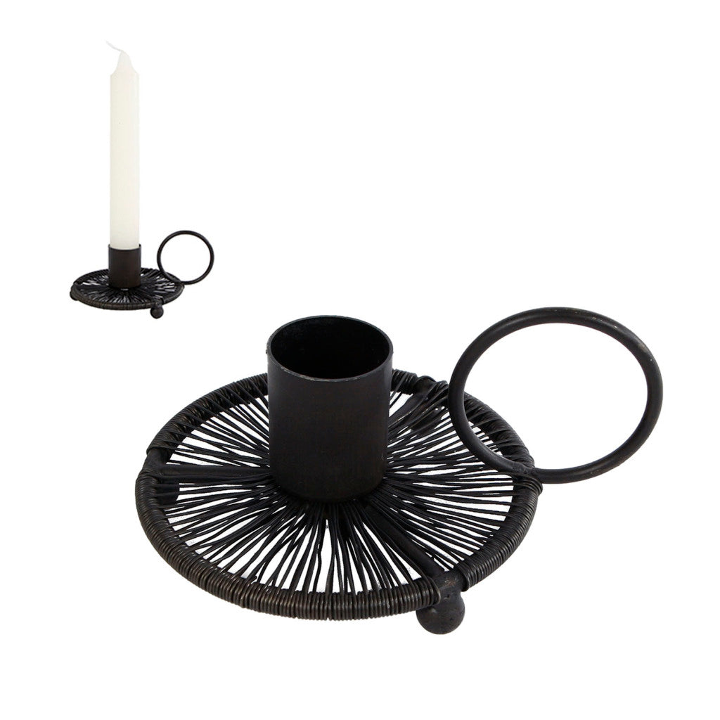 Regalos AMSTERDAM Regalos Amsterdam Candlestick Wire S Black Metal 11x8.5x2.5cm