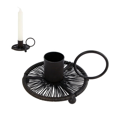 Regalos AMSTERDAM Regalos Amsterdam Candlestick Wire S Black Metal 11x8.5x2.5cm