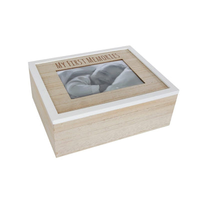 Overige Merken My First Memories Houten Opbergbox 24x19x9 cm Naturel Wit