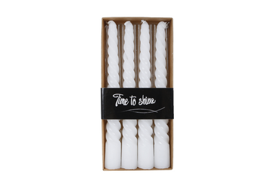 Candela da tavolo No Brand Twist bianca 4 ore 4 pezzi 2,2x2,2x19 cm | 12 pezzi