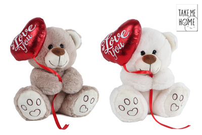 Take me home bear with balloon heart plush - 20cm
