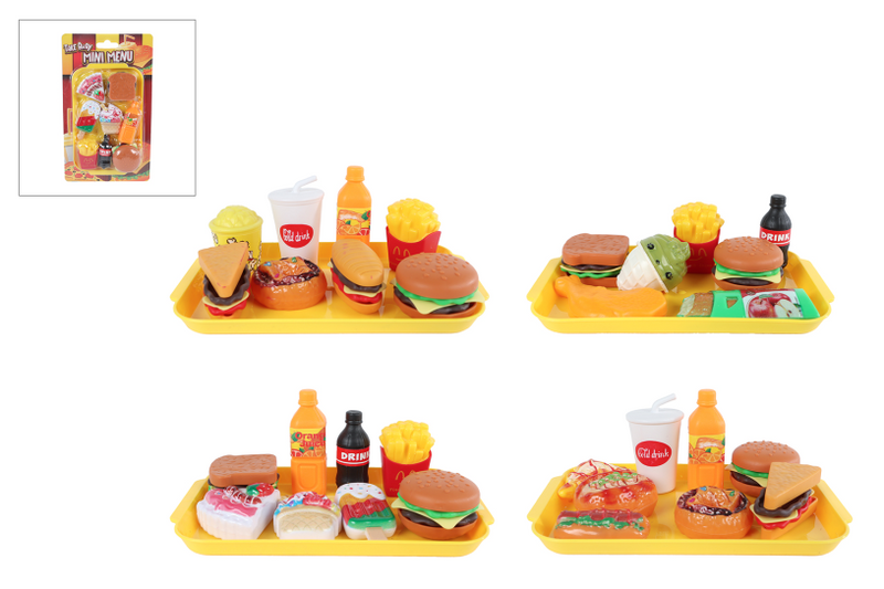 Speelset fastfood mini menu 8 9 delig 4ass 10x16,5cm