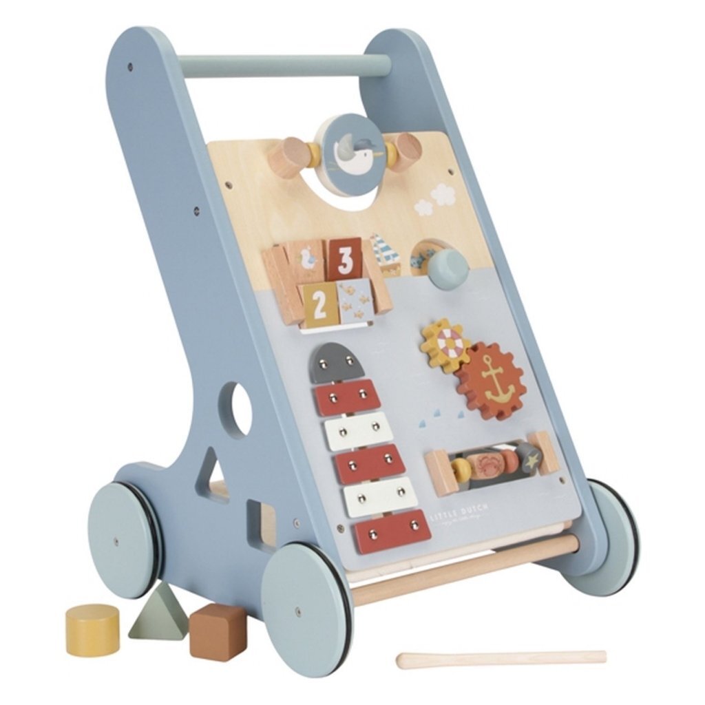 Piccolo girello olandese in legno Sailors Bay blu