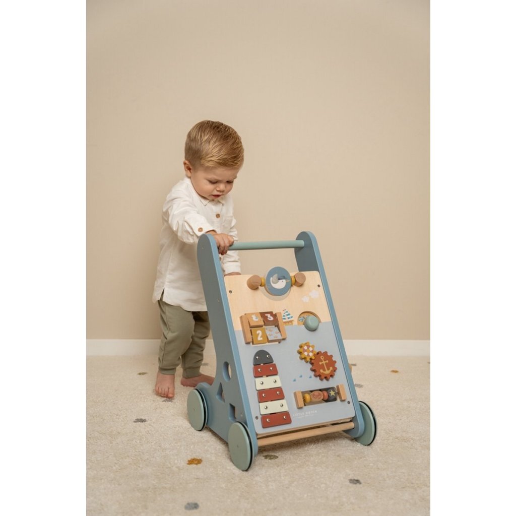 Piccolo girello olandese in legno Sailors Bay blu