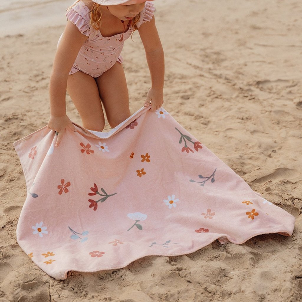 Telo mare Little Dutch Pink Flowers 60x120 cm rosa chiaro