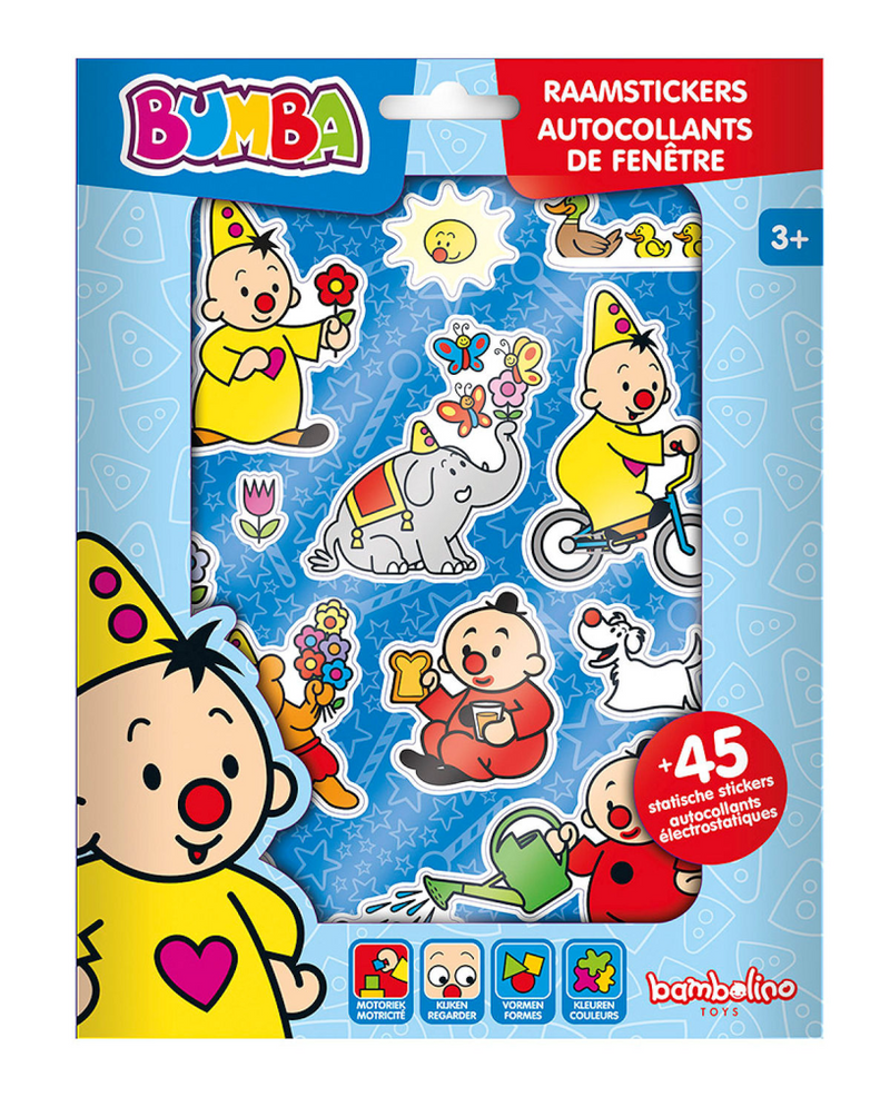 Bambolino bumba raamstickers, niet permanente verplaatsbare stickers met speelachtergrond - junior educatief speelgoed vanaf 3 jaar - toys