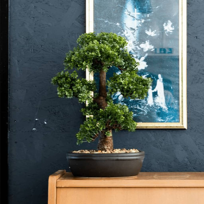 Planta de arte esmeralda esmeralda en maceta marrón ficus minibonsai 43 cm
