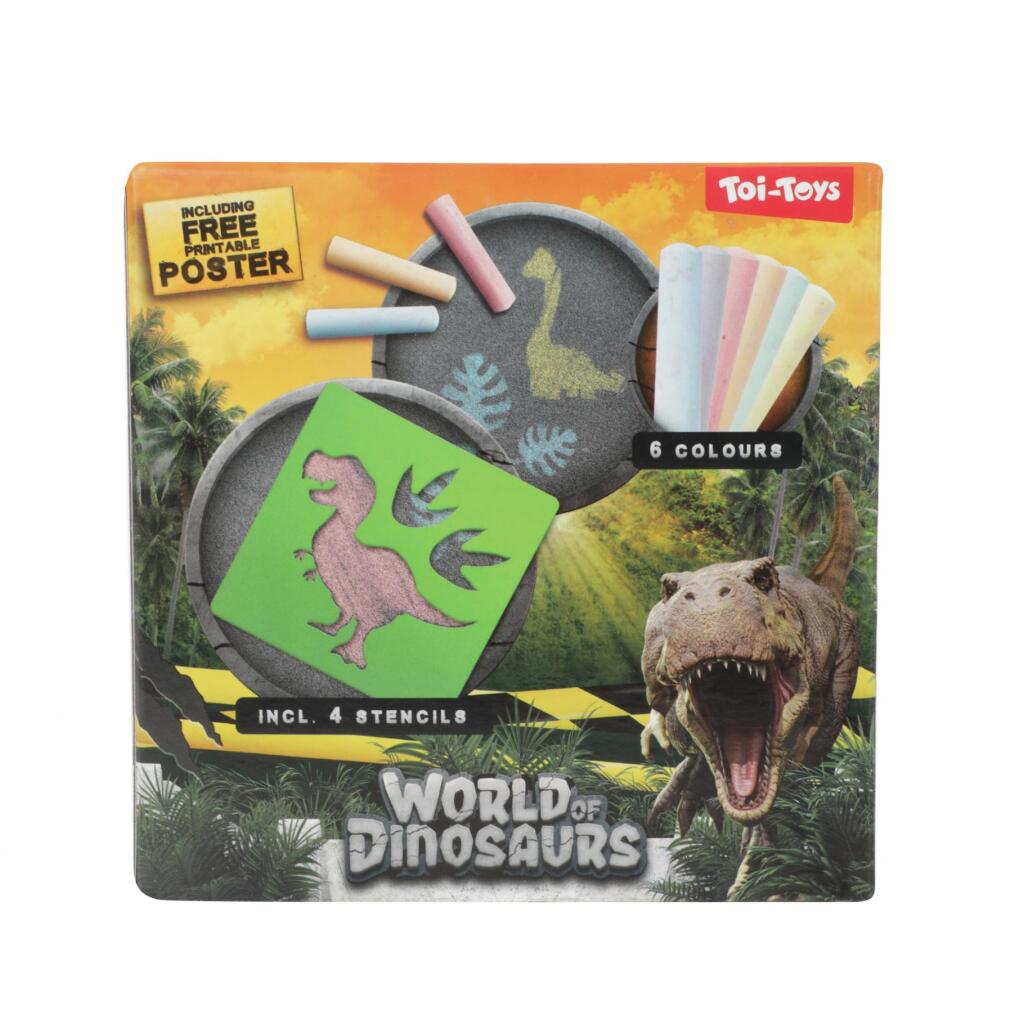 World of Dinosaur's Sidewalk Chalk con plantillas, 10dlg.