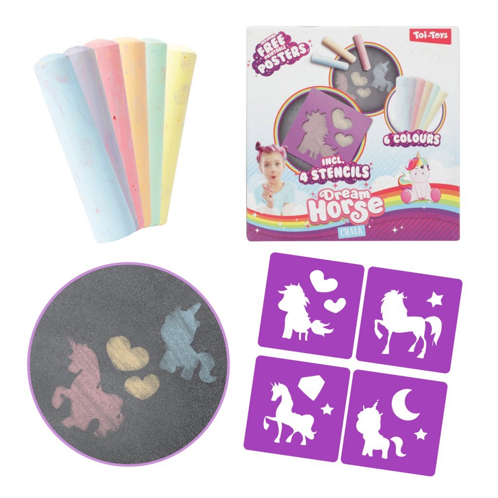 Dream Horse Sidewalk Chalk Unicornio con plantillas, 10dlg.