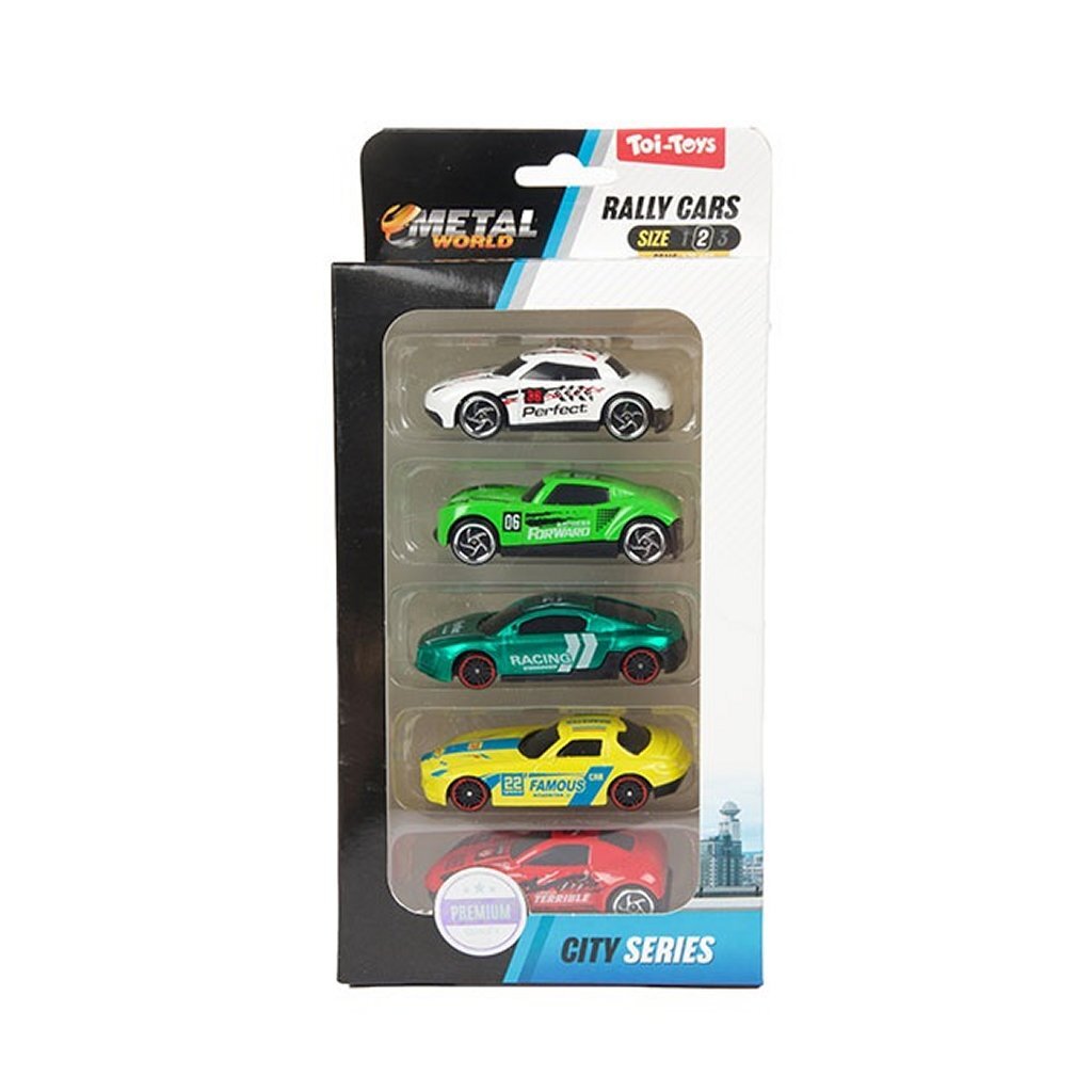 Toi-toys toi toys ralley auto's set a 5 metaal