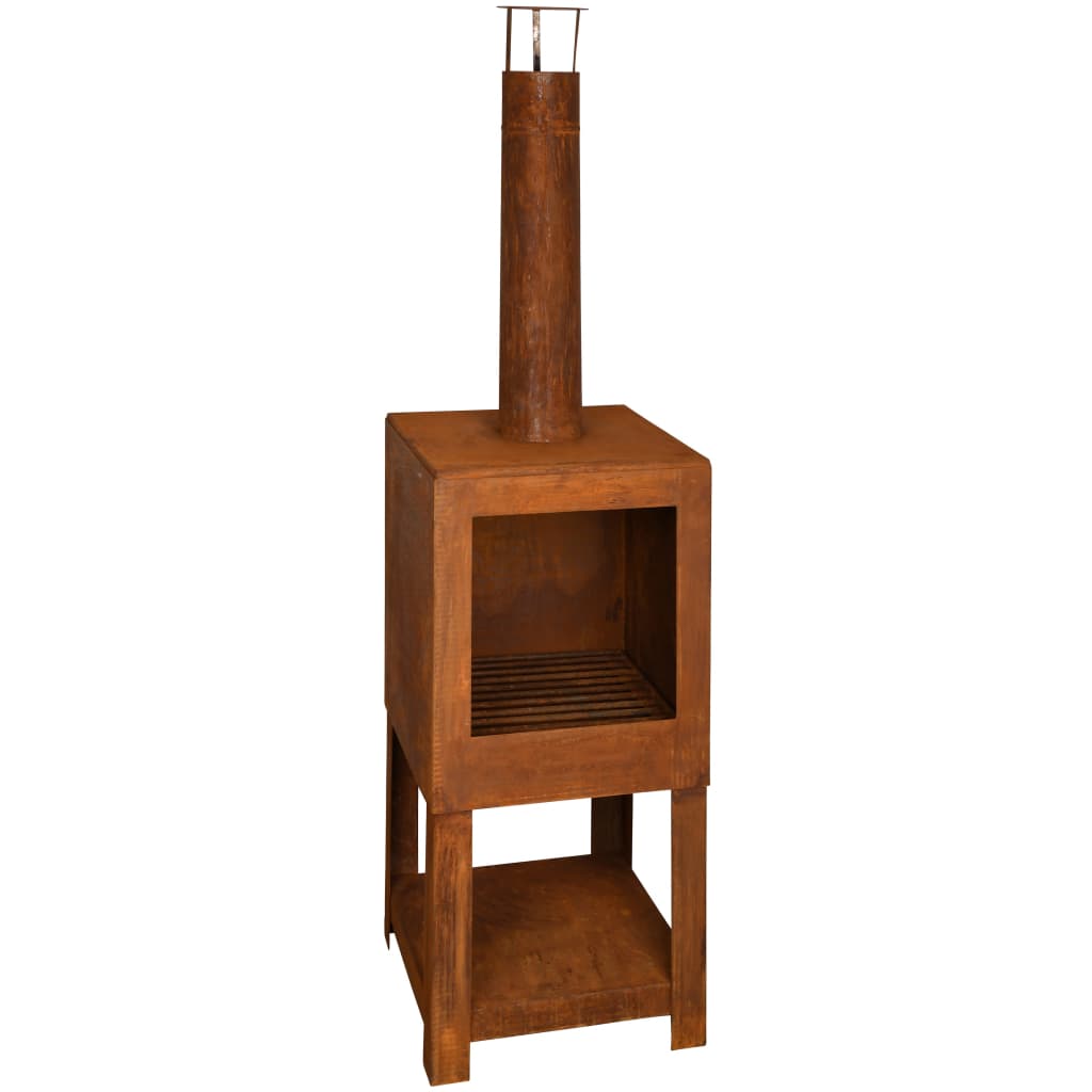 Design ESSCHERT CHIMEPLACE DE JARDÍN DEL DESED ESCHERT CON ALMACENAMIENTO DE MADERA RUSTO -COLADO FF298