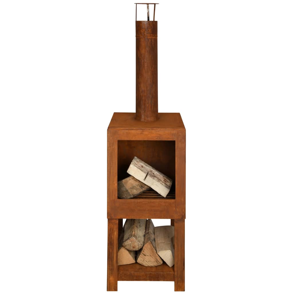 Design ESSCHERT CHIMEPLACE DE JARDÍN DEL DESED ESCHERT CON ALMACENAMIENTO DE MADERA RUSTO -COLADO FF298