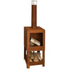 Design ESSCHERT CHIMEPLACE DE JARDÍN DEL DESED ESCHERT CON ALMACENAMIENTO DE MADERA RUSTO -COLADO FF298
