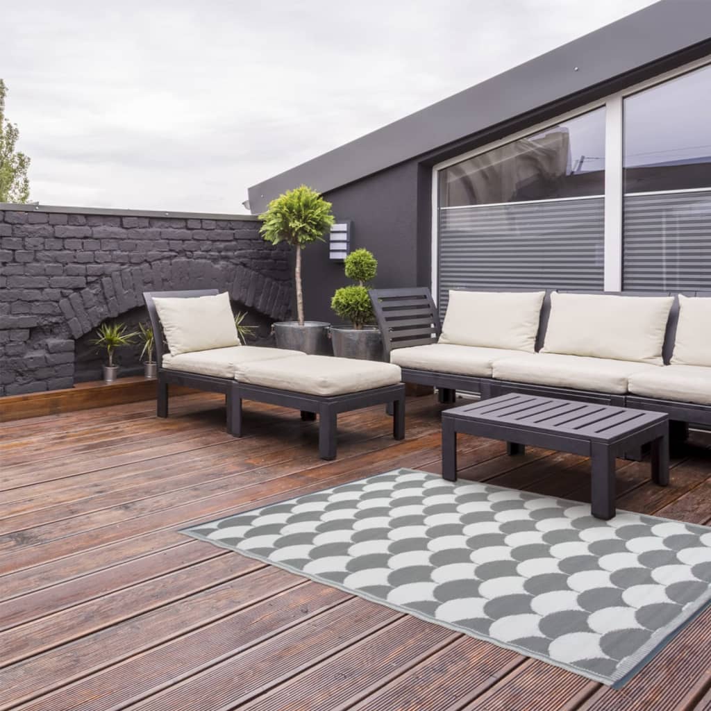 Design ESSCHERT ESSCHERT Design Rug al aire libre 180x121 cm de gris y blanco OC24