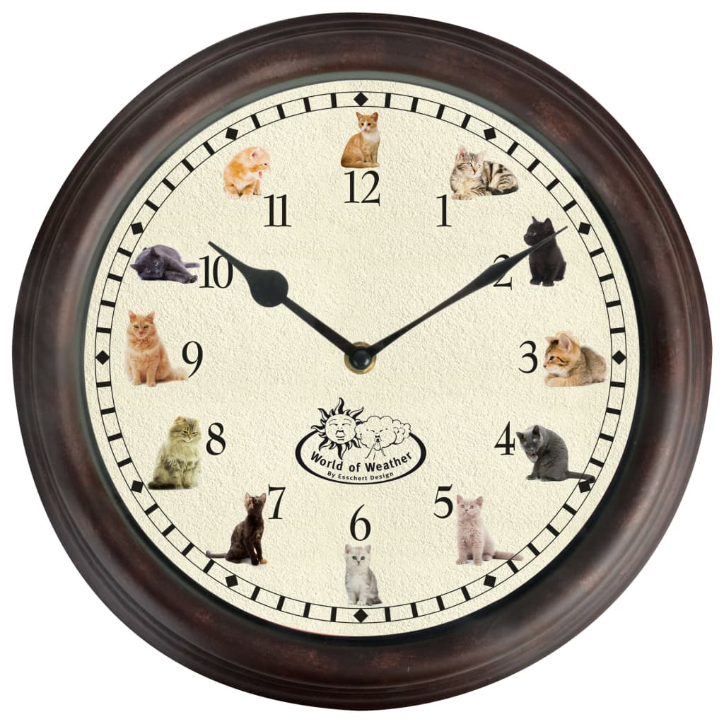 Esschert Design Esschert Design Klock con sonidos de gatos