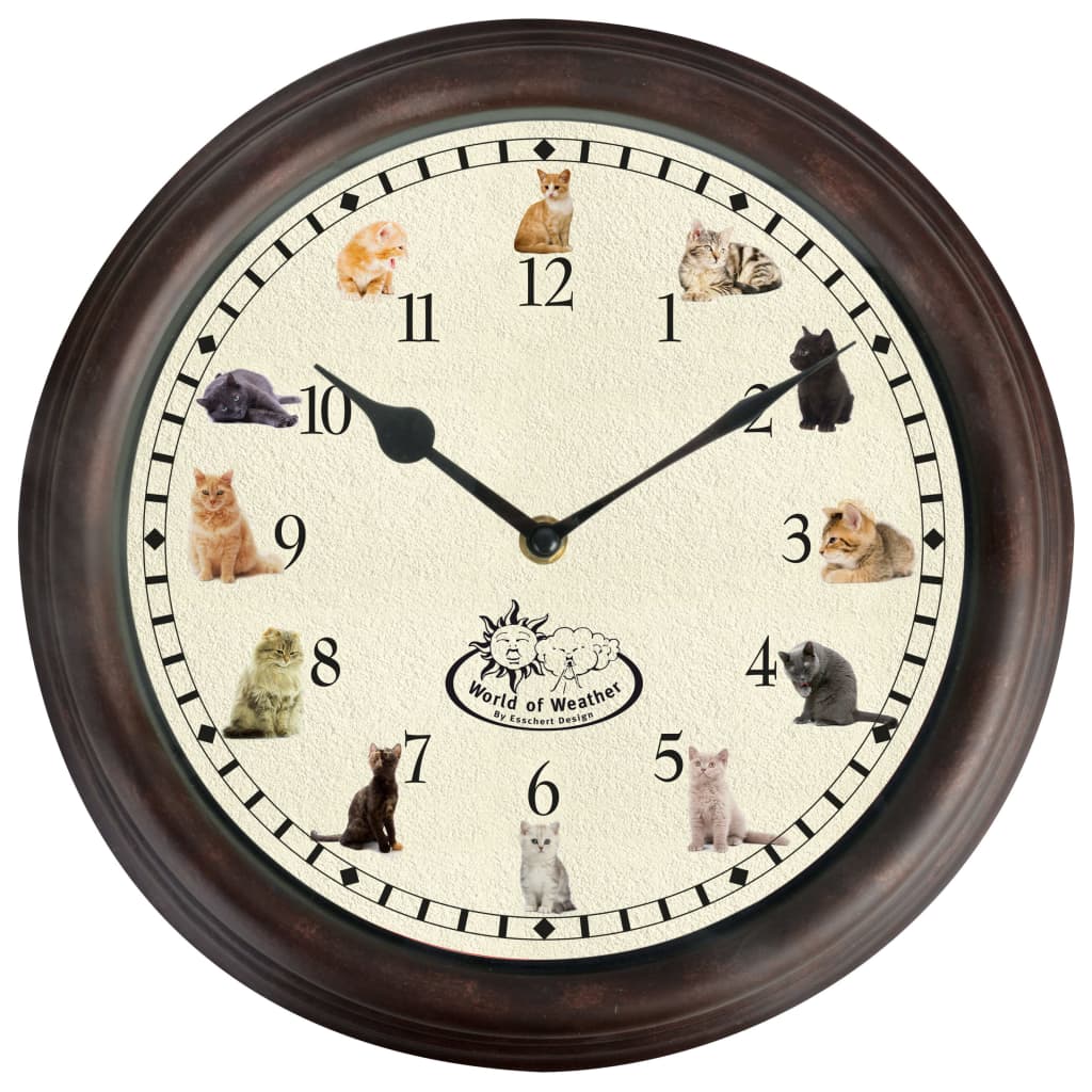 Esschert Design Esschert Design Klock con sonidos de gatos