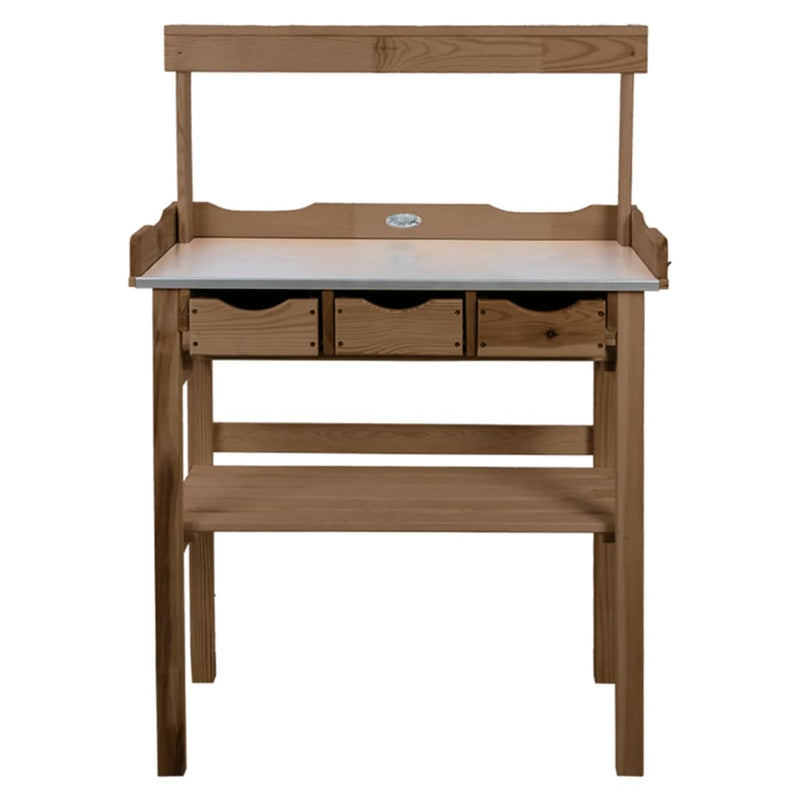 Esschert design oppottafel met lade en rek bruin