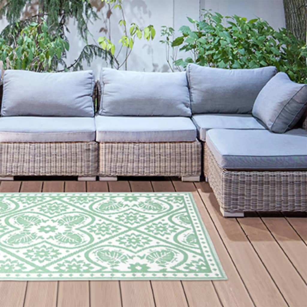 Esschert Design Esschert Design tappeto all'aperto 182x122 cm verde e bianco